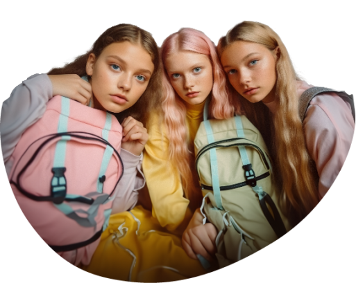 3 meisjes met rugzak